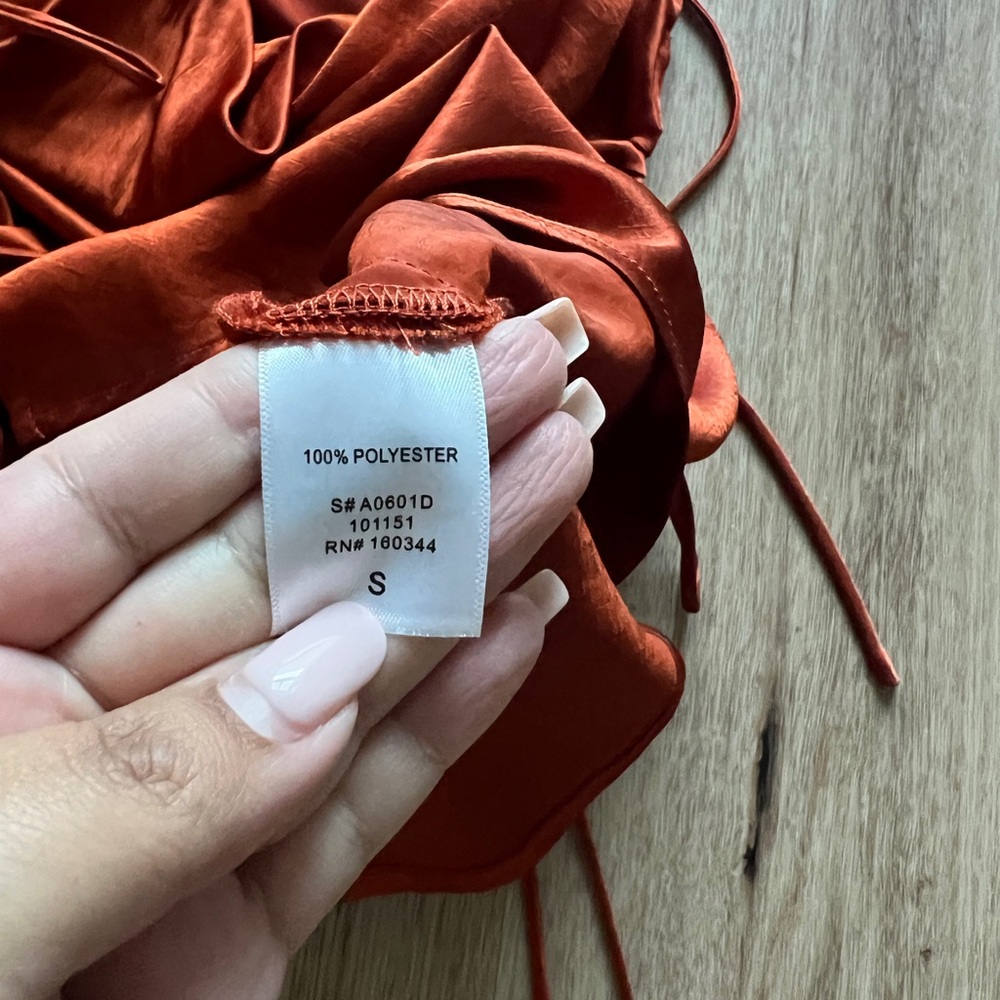 Satin Burnt Orange Mini Dress - Picture 3 of 3
